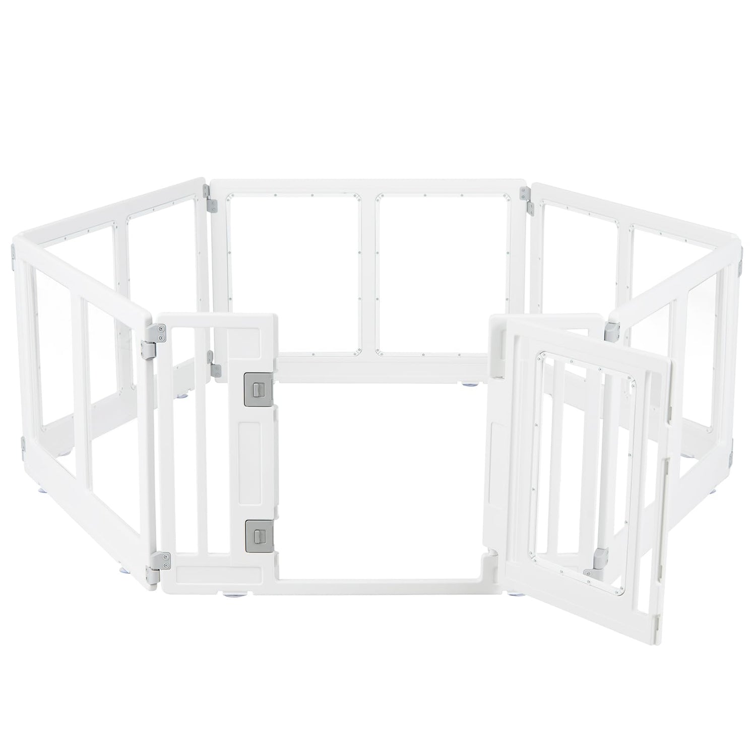 Dog Playpen, 6 Panels Plastic Pet Fence with Lockable Door