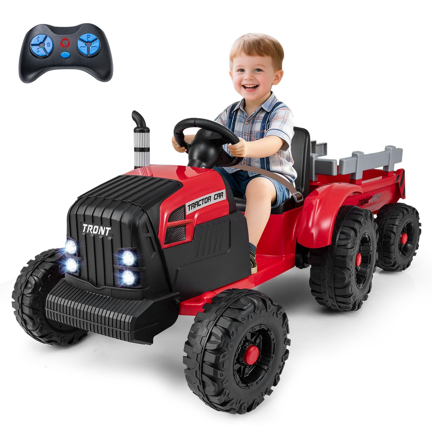 24V Ride On Tractor with Detachable Trailer for Kids
