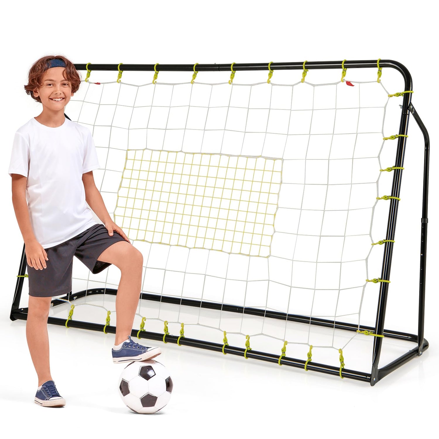 GYMAX 6FT x 4FT 2 in 1 Football Rebounder Net