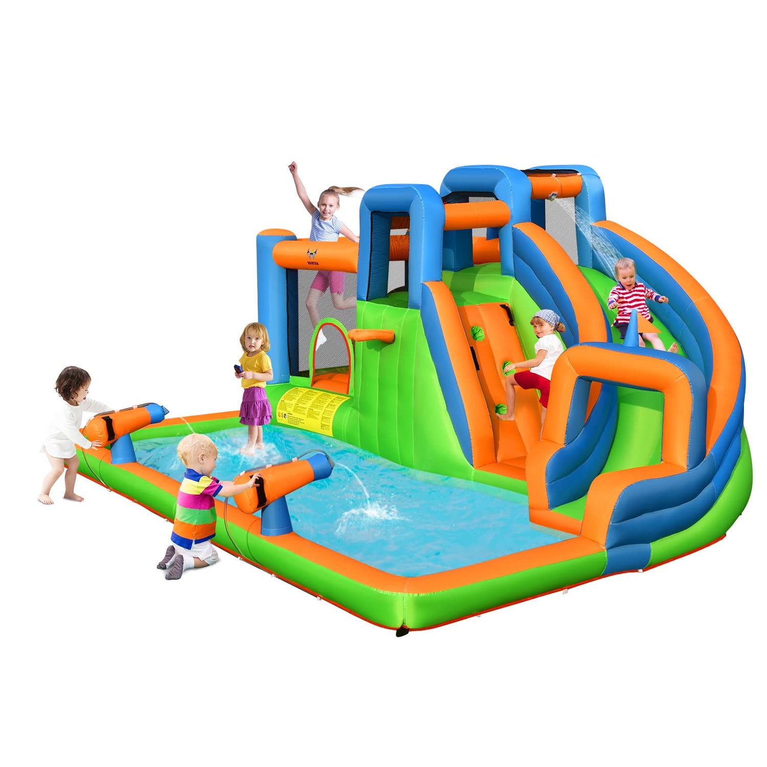 GYMAX 6 in 1 Kids Bouncy Castle with Slide