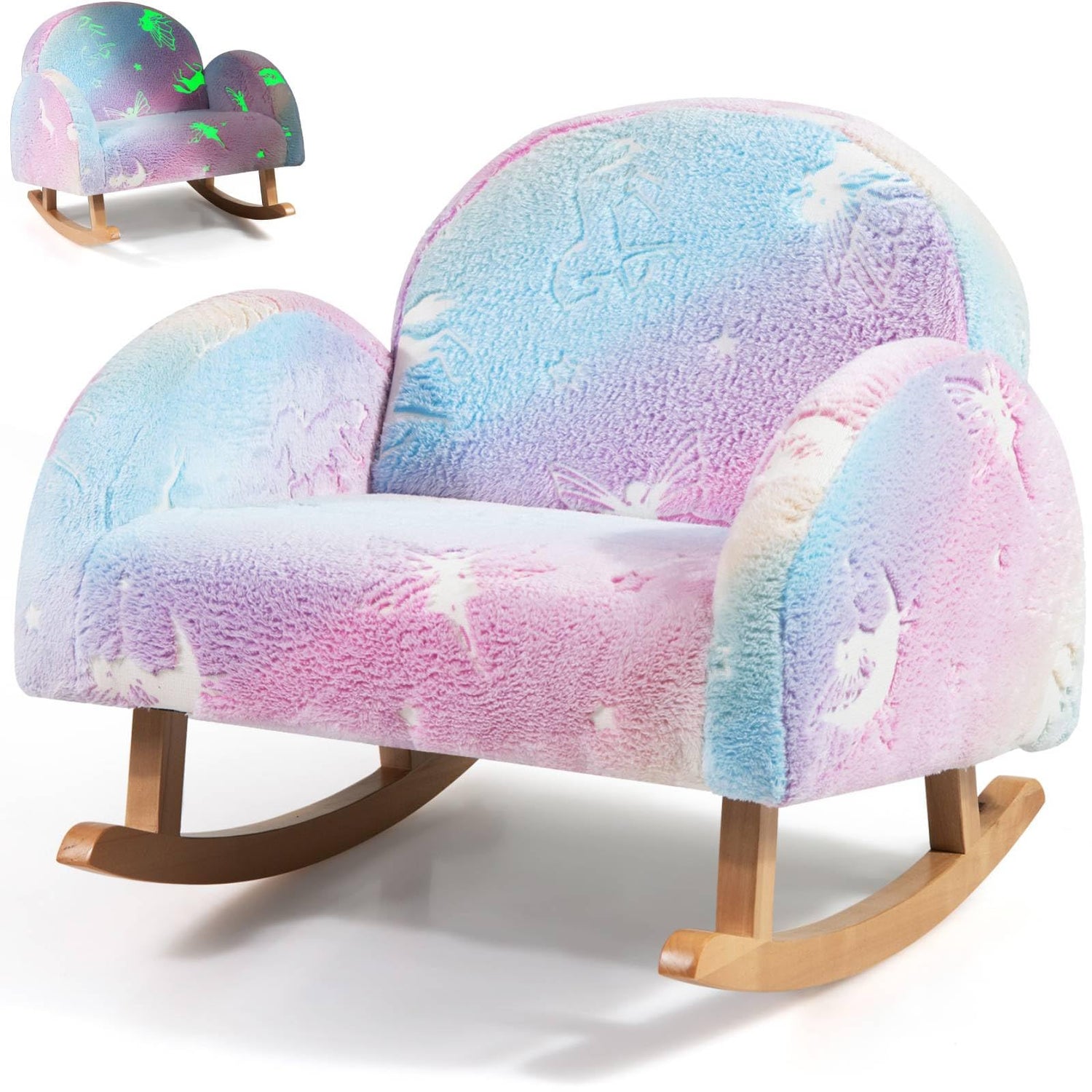 GYMAX Upholstered Flannel Children Armchair with Anti-Slip Foot Pads