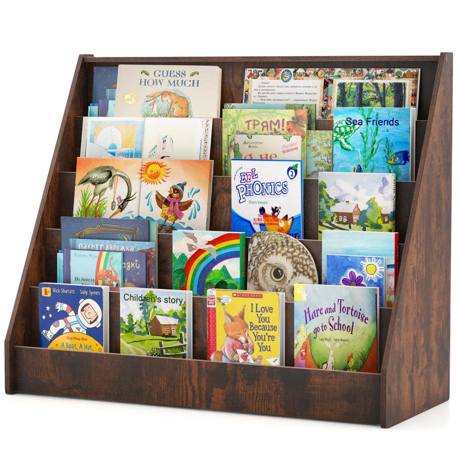 GYMAX 5-Tier Children Bookshelf with Deep Compartments