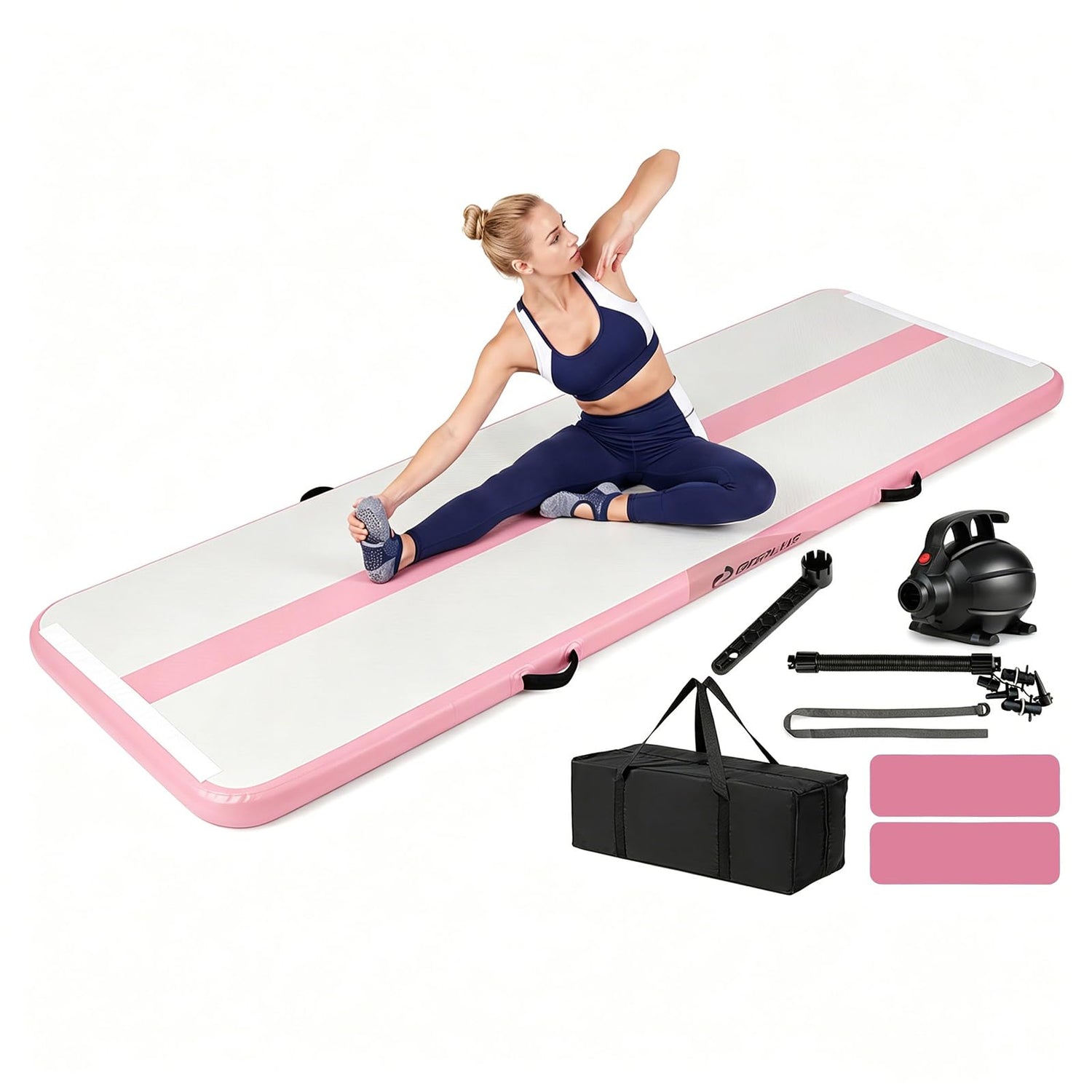 Inflatable Gymnastic Mat, 3M Home Gym Yoga Training Mat with Premium PVC Construction
