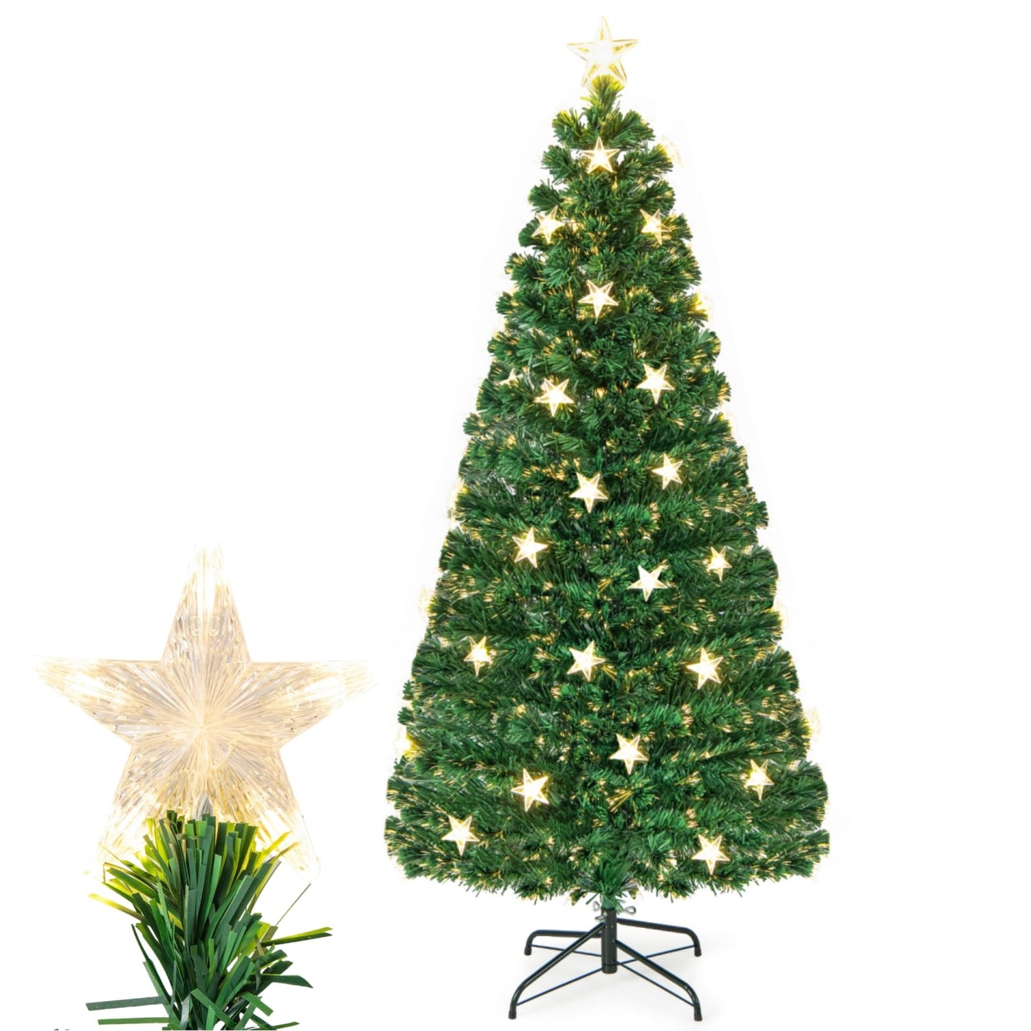 GYMAX 5 FT/6 FT Fiber Optic Artificial Christmas Tree