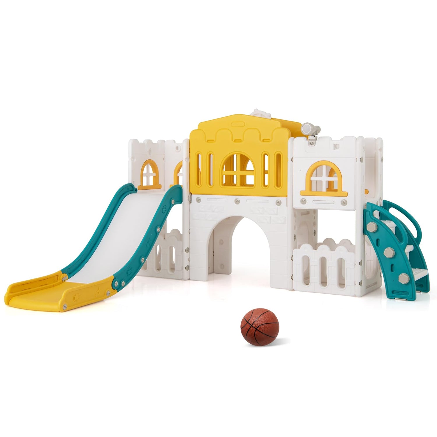 All in 1 Toddler Slide Playset Freestanding Kids Slide with Tunnel