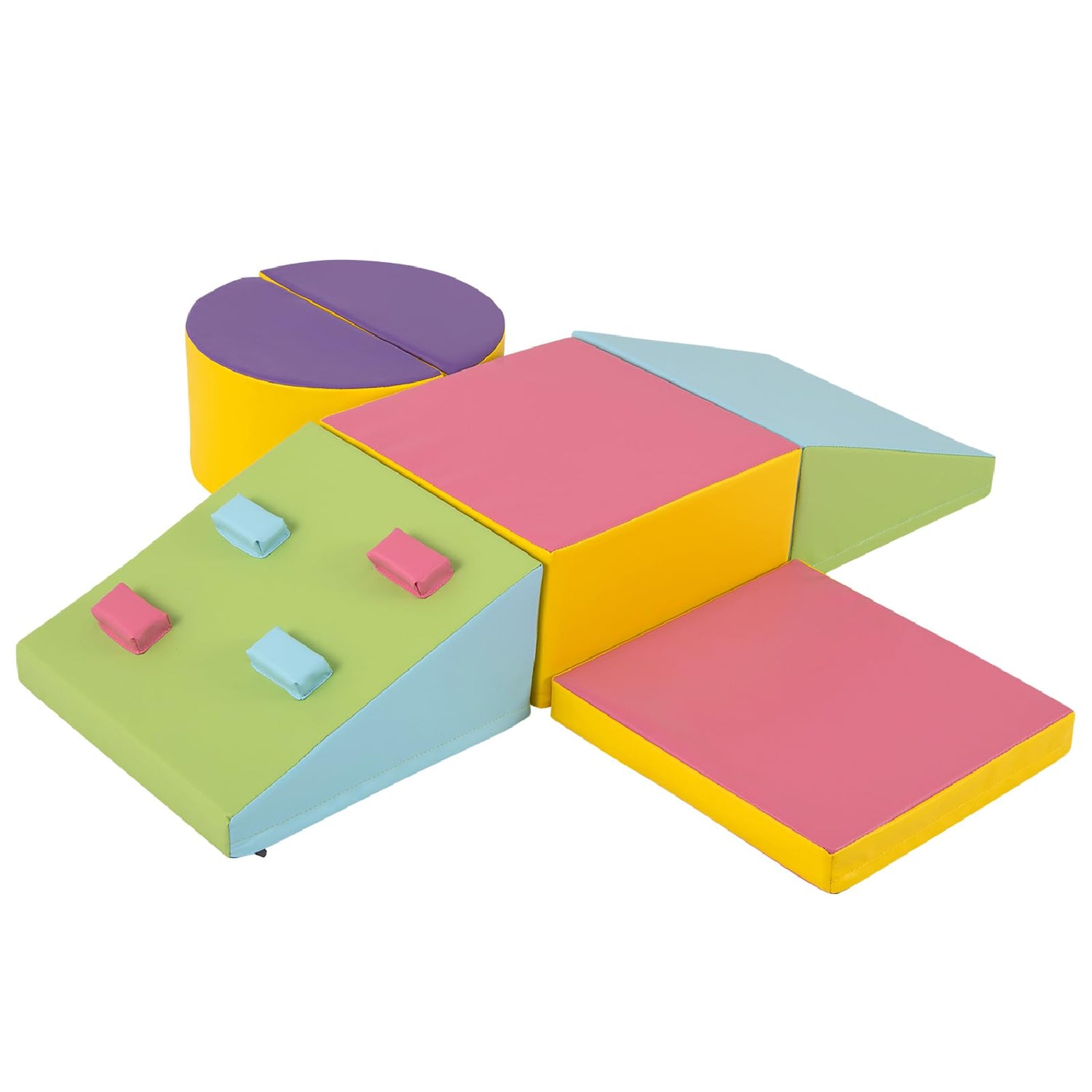 GYMAX Soft Play Equipment for Toddlers, 6 Pieces Kids Activity Set, Baby Soft Foam Blocks Interactive Toy Foam Block Play Set