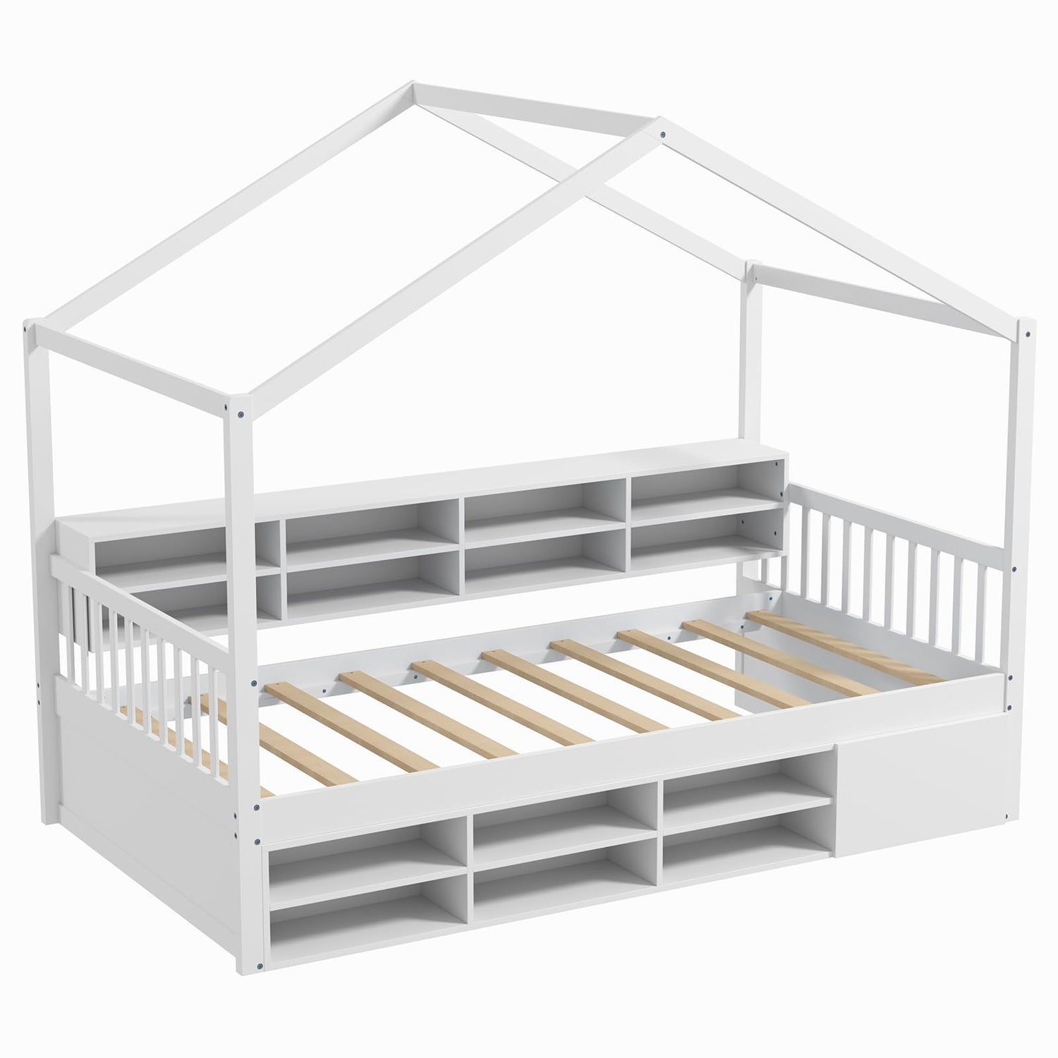 GYMAX 201x116cm Wooden Kids Bed Frame