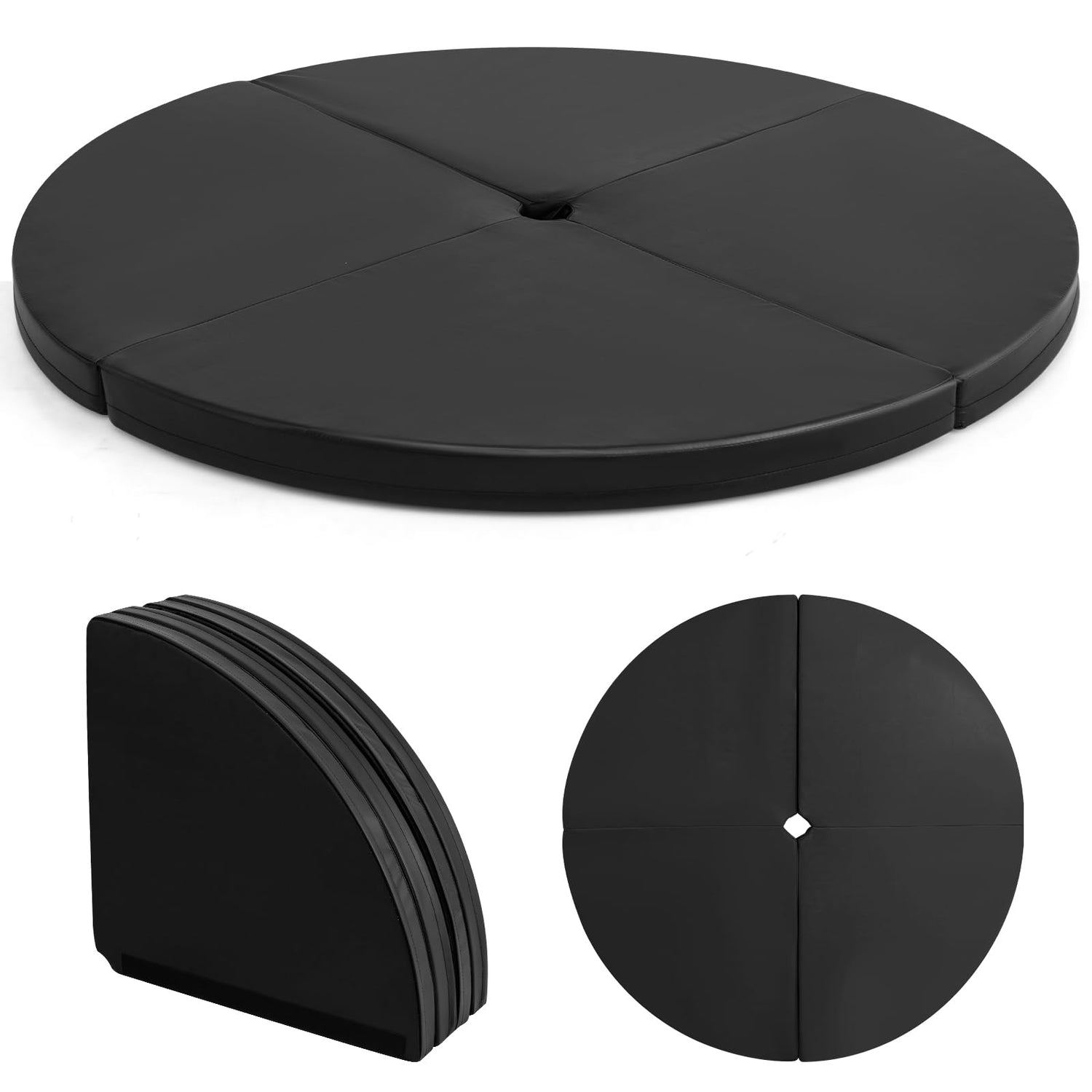 GYMAX Pole Dance Mat, Portable Round Dancing Pad Crash Mat with EPE Foam, Gymnastic Exercise Yoga Fitness Safety Mat, 150 x 7.5cm (W x T)