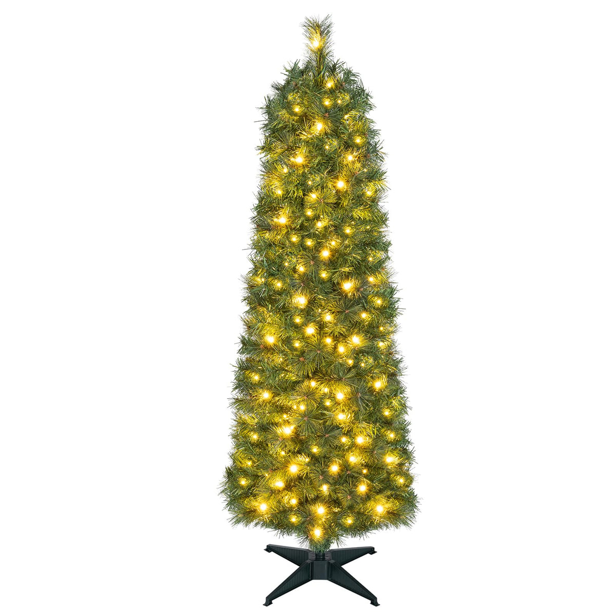 5FT/6FT Slim Pencil Christmas Tree, Pre-lit Xmas Tree