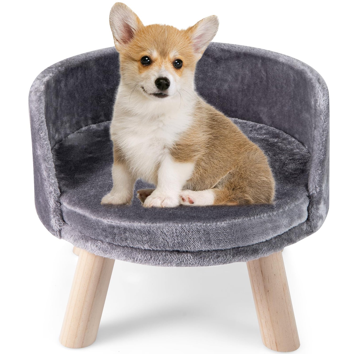 Pet Bed Sofa Wooden Couch with Removable and Washable Cushion