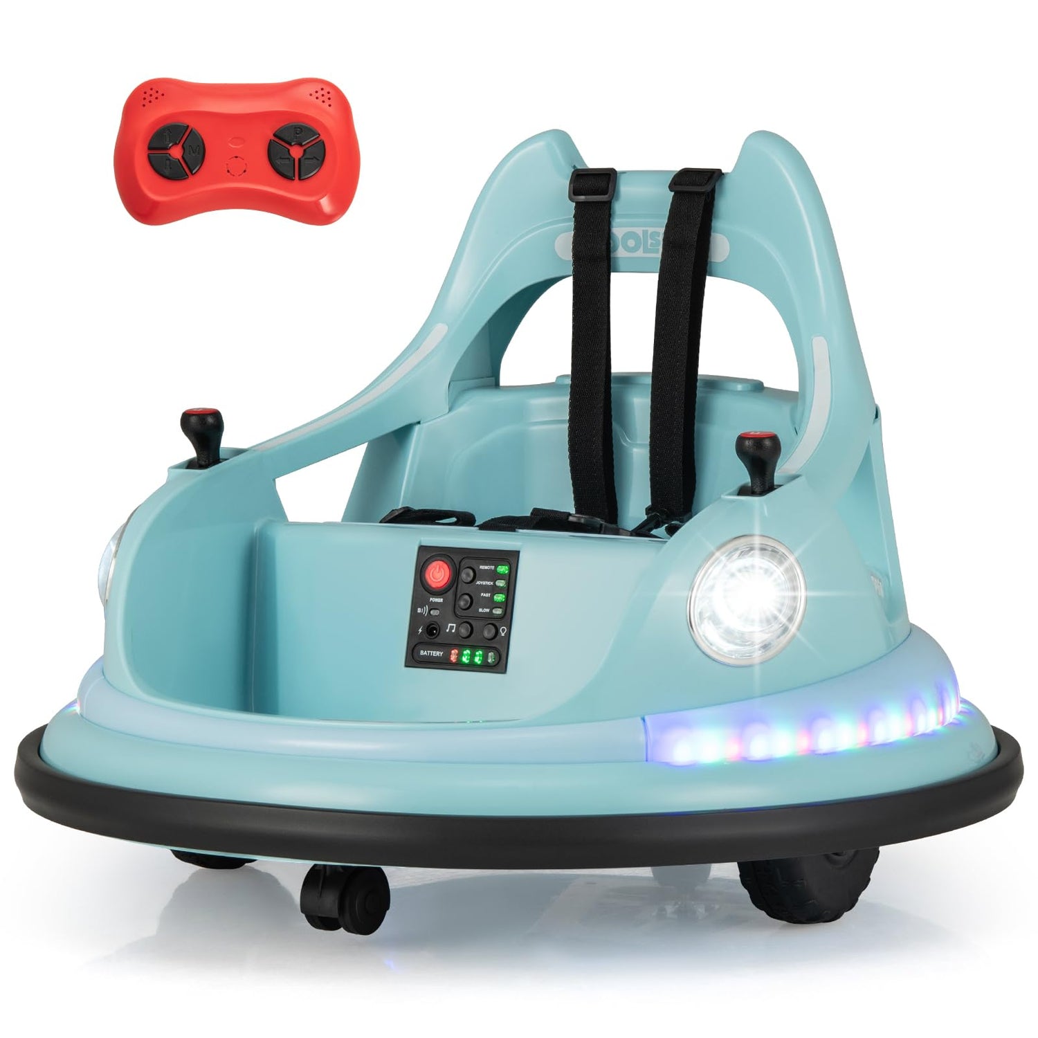 12V Kids Ride On Bumper Car with Dual Joysticks and 5 Light Effects