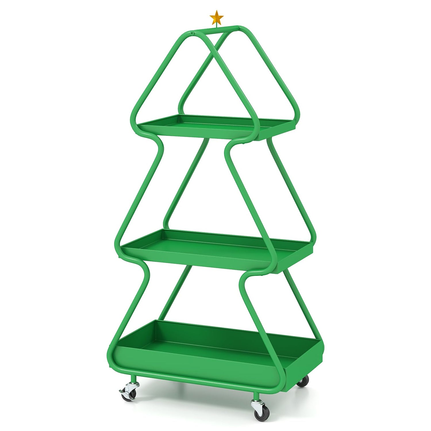 Christmas Tree Storage Cart 3-Tier Rolling Xmas Cart with Topper Star