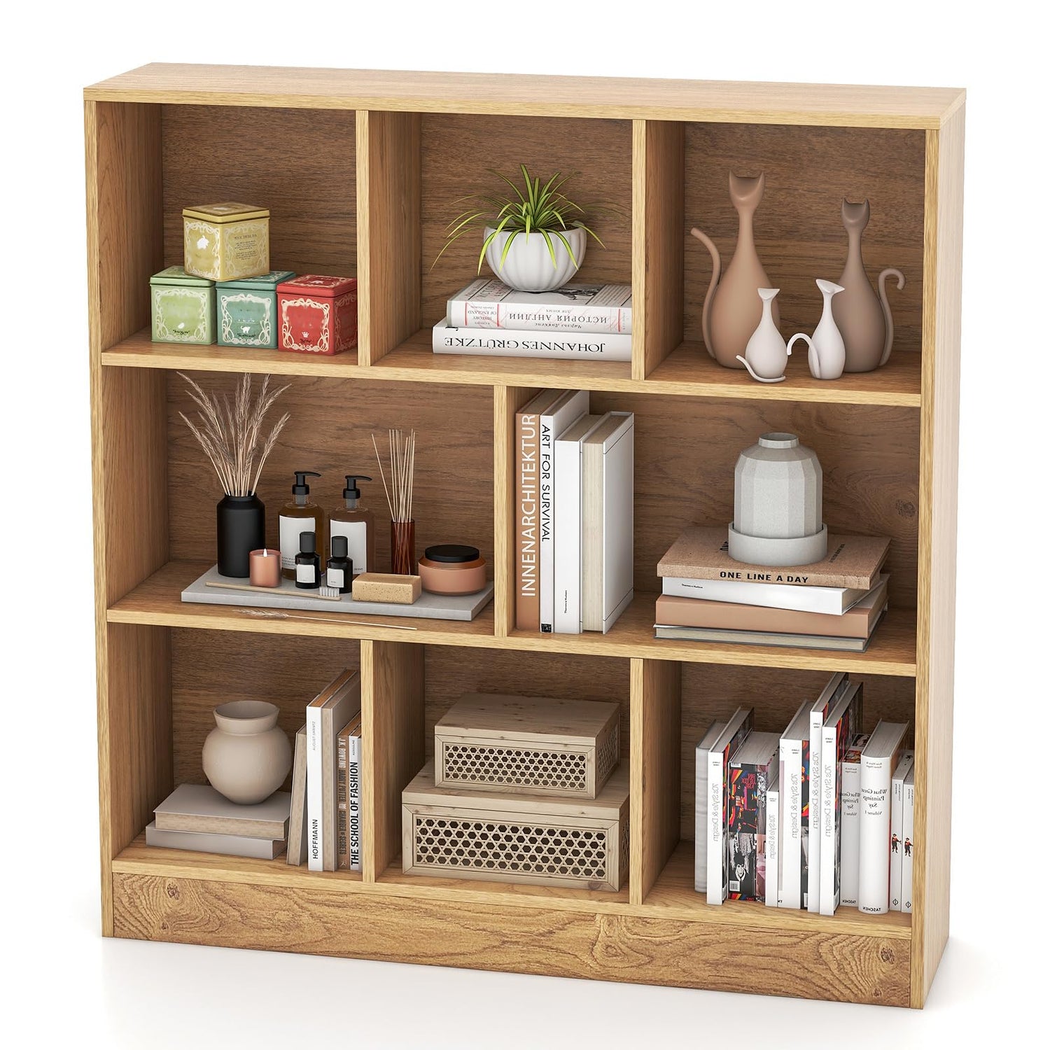 GYMAX 3-Tier Children Bookshelf with 2 Anti-Tipping Kits