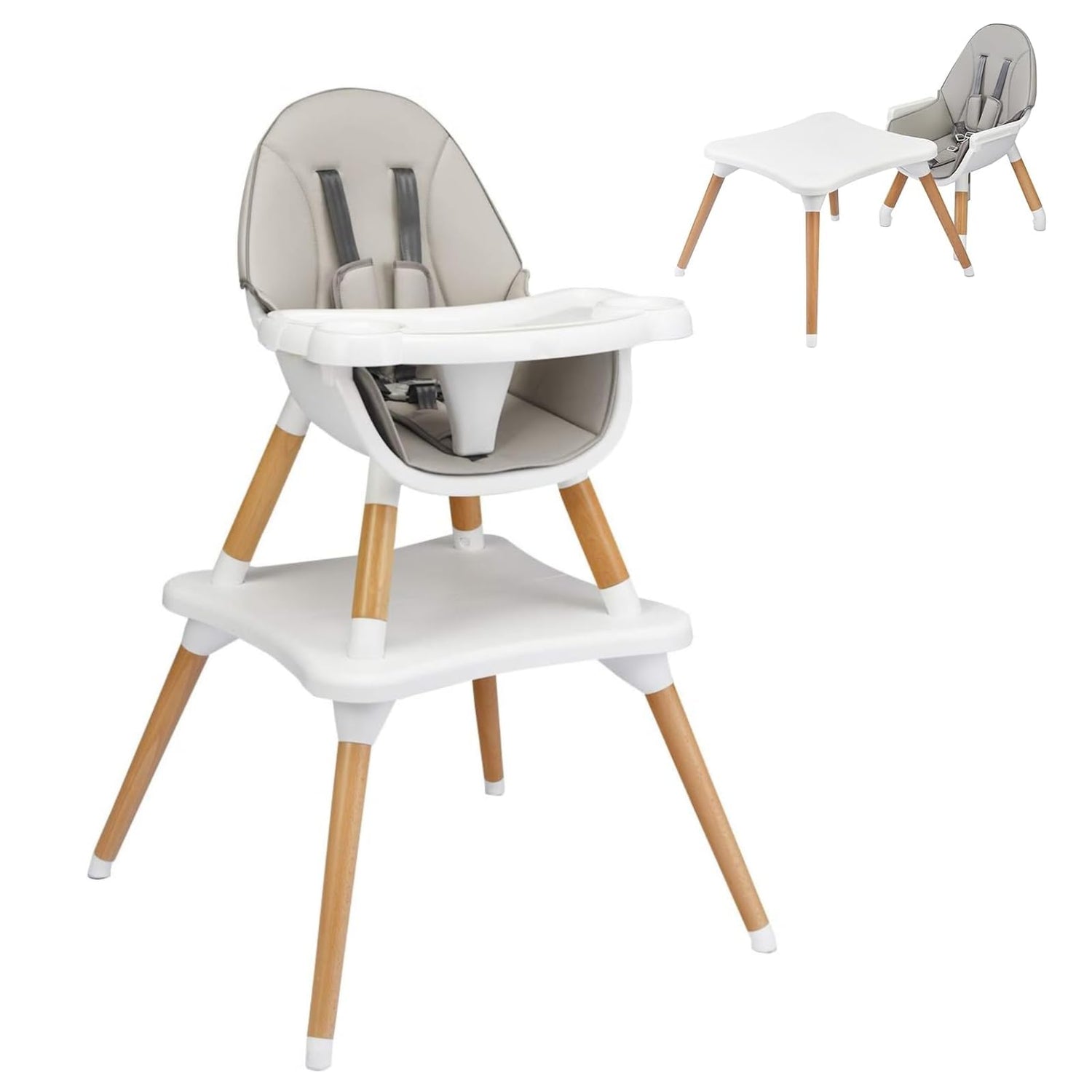 GYMAX Wooden Baby Highchair
