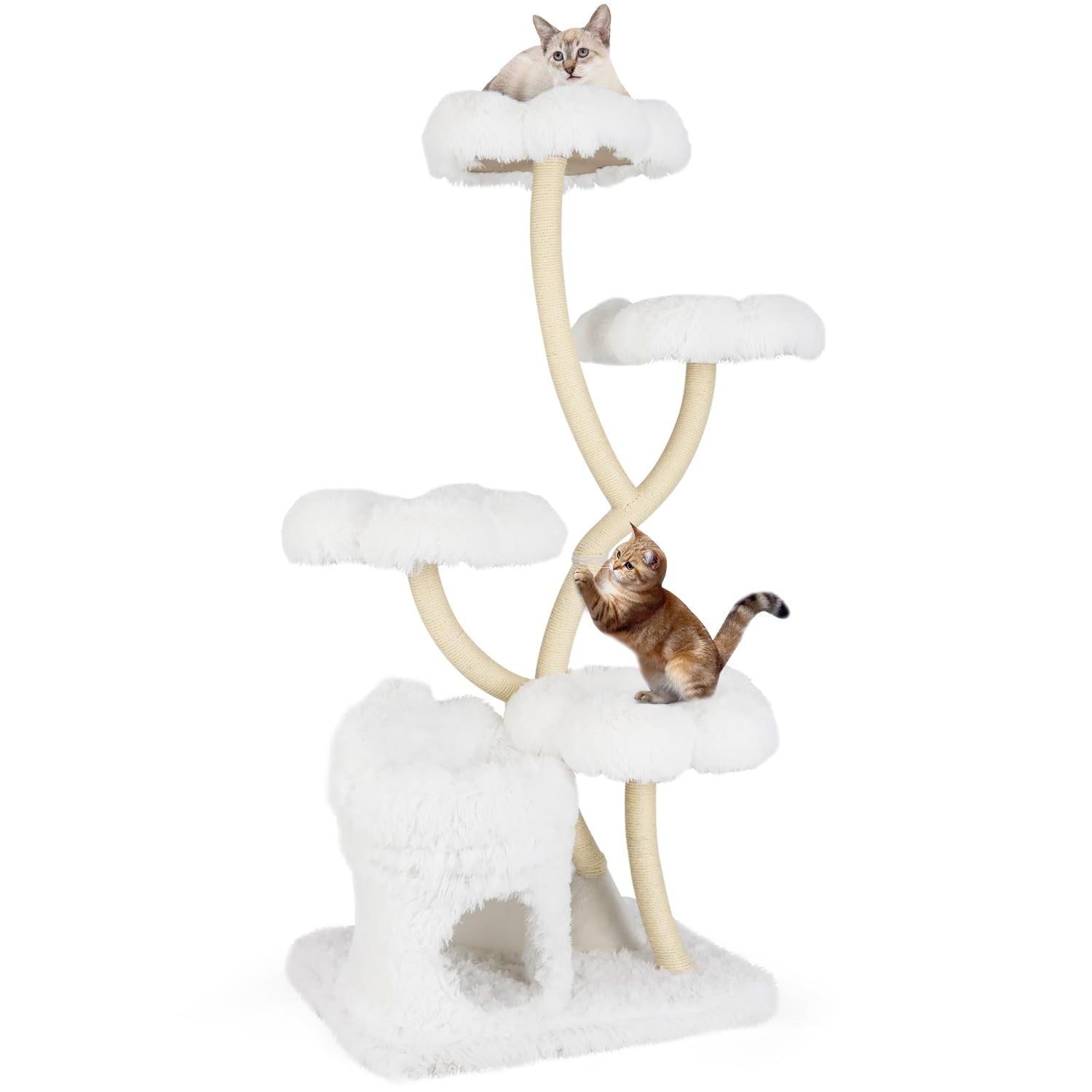 GYMAX Cat Tree, 153cm Multi-level Cat Tower with Condo