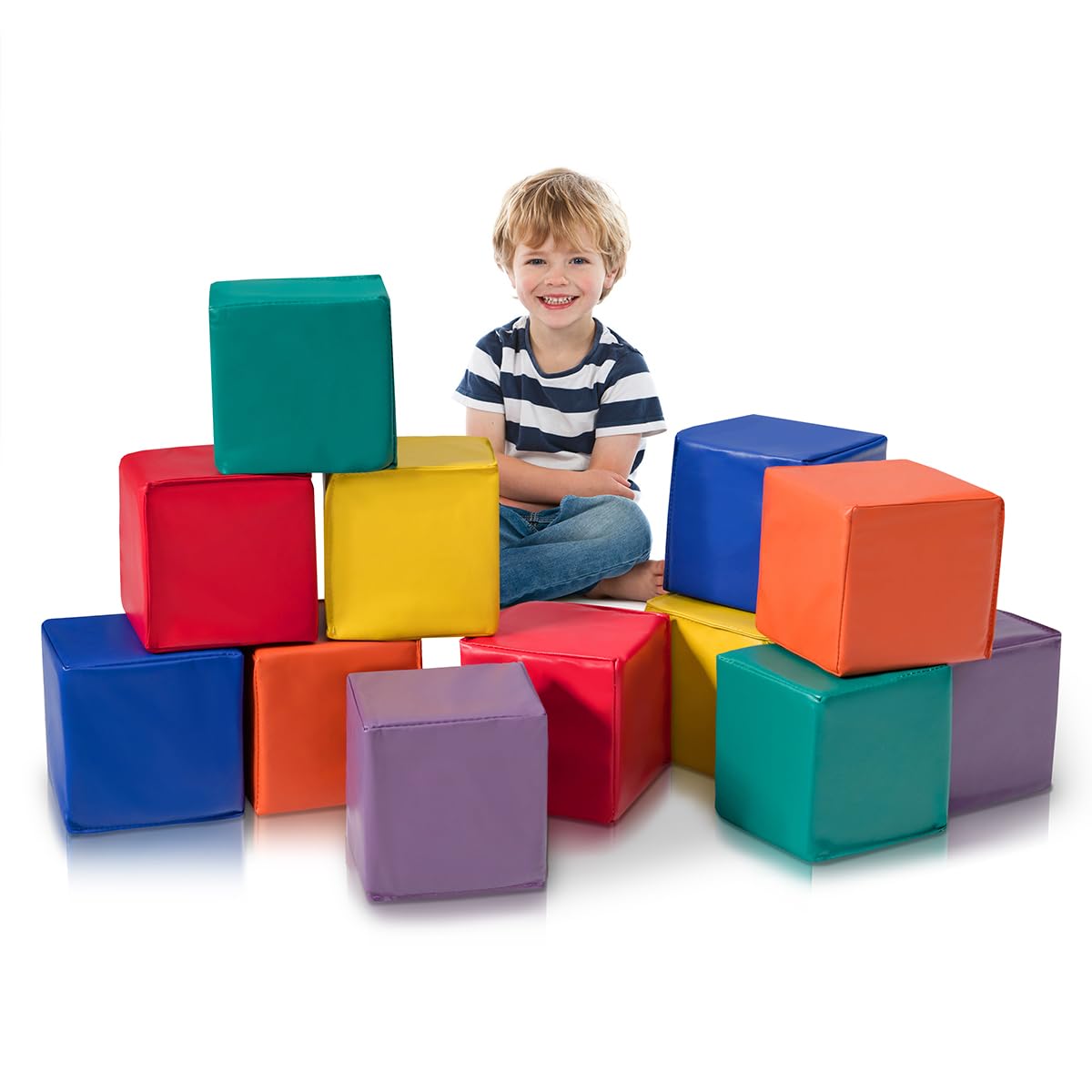 12 Piece Toddler Foam Block Playset for Safe Active Play and Building