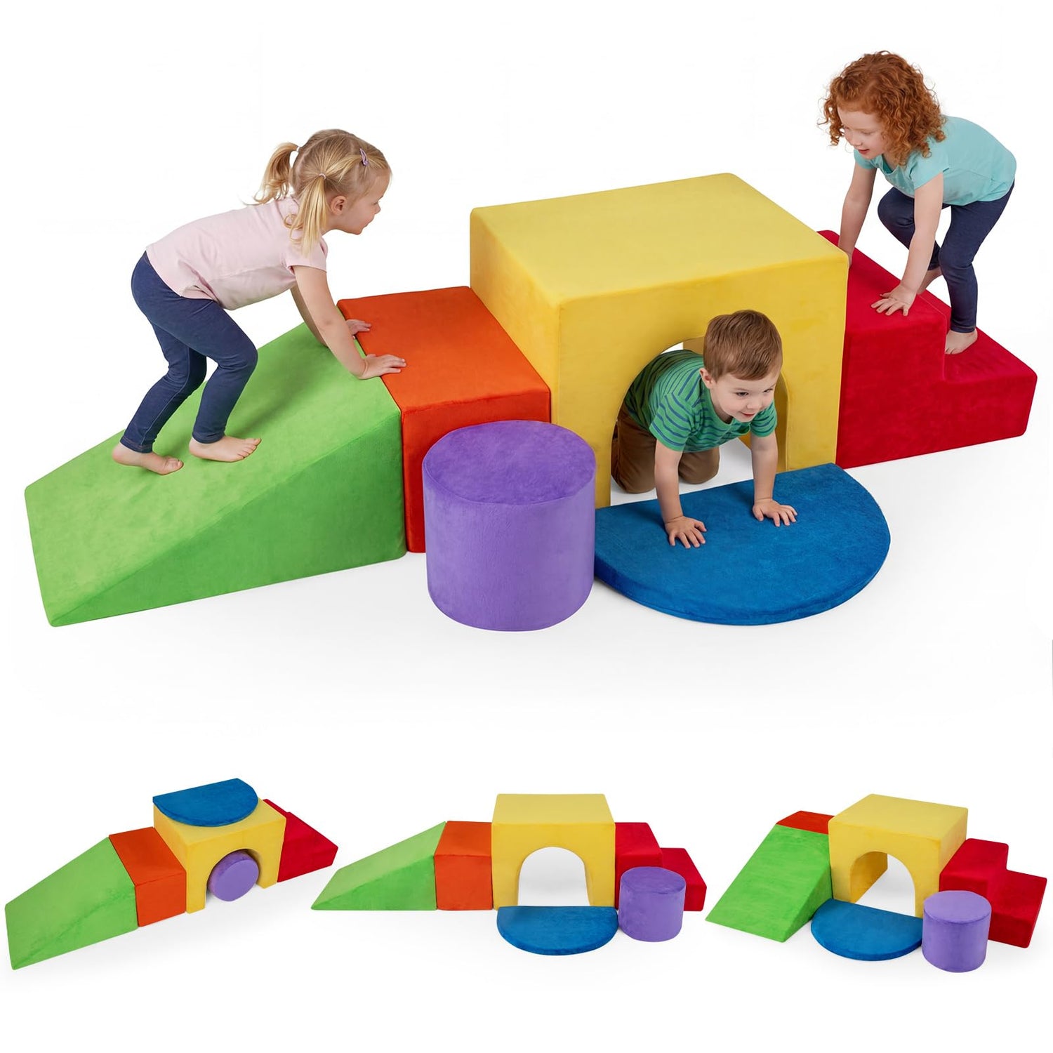 Toddler Climb and Crawl Foam Play Set, 6 Piece Educational Soft Foam Climbing Blocks