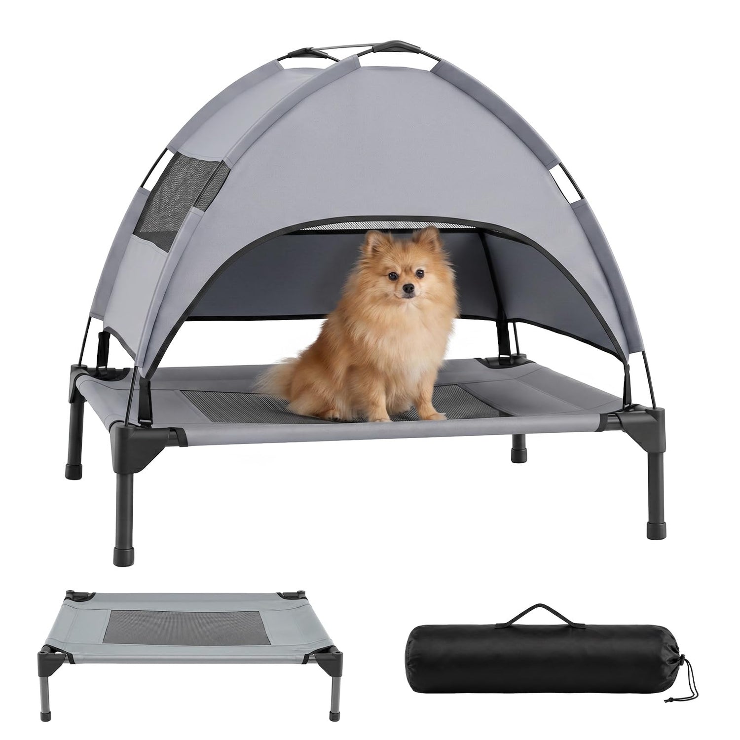 Elevated Dog Bed with Canopy and Removable Shade Tent for Small Dogs