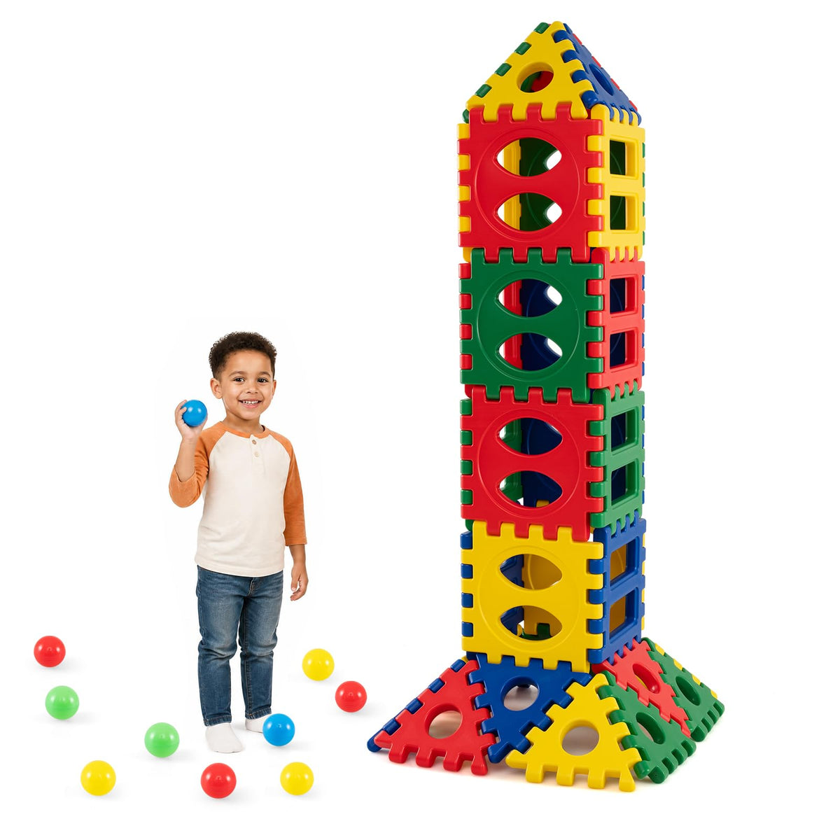 Large Interlocking and Stackable Construction Building Toy Set