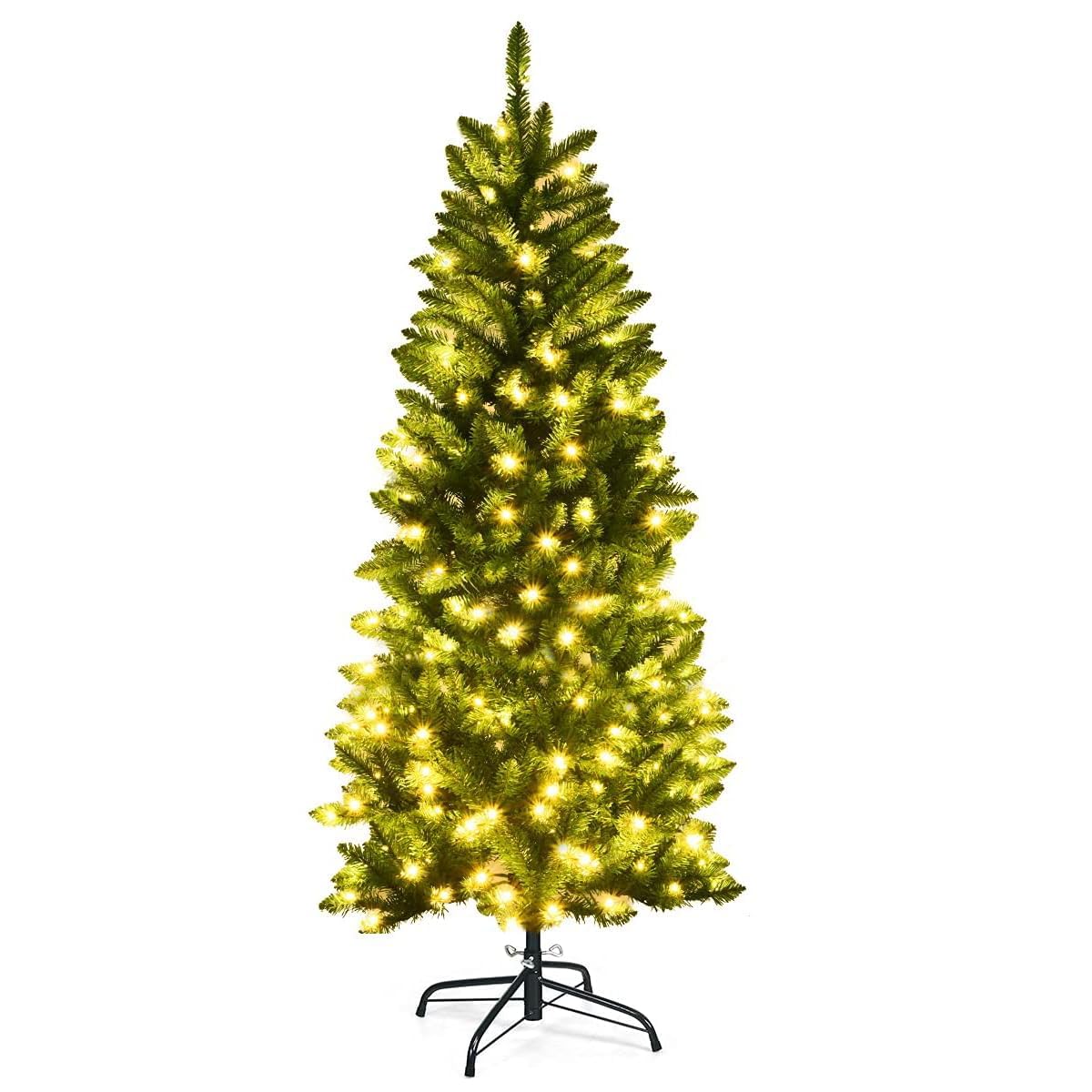 Pre-lit Artificial Pencil Christmas Tree with Warm White UL-listed Lights