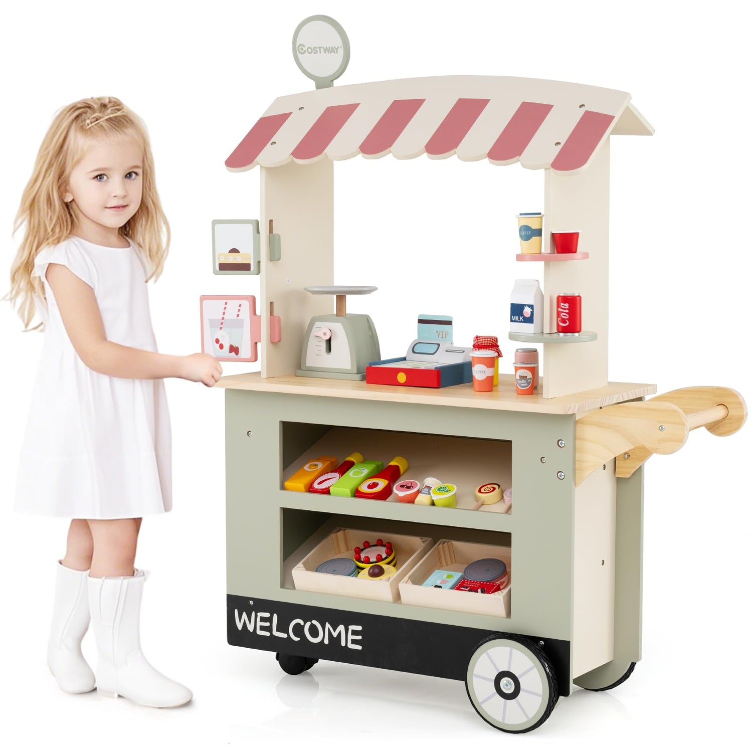 Toy Cart Play Set with POS Machine and Lovely Scale