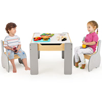 GYMAX Kids Table and Chair Set, Children Activity Desk with 2 Chairs