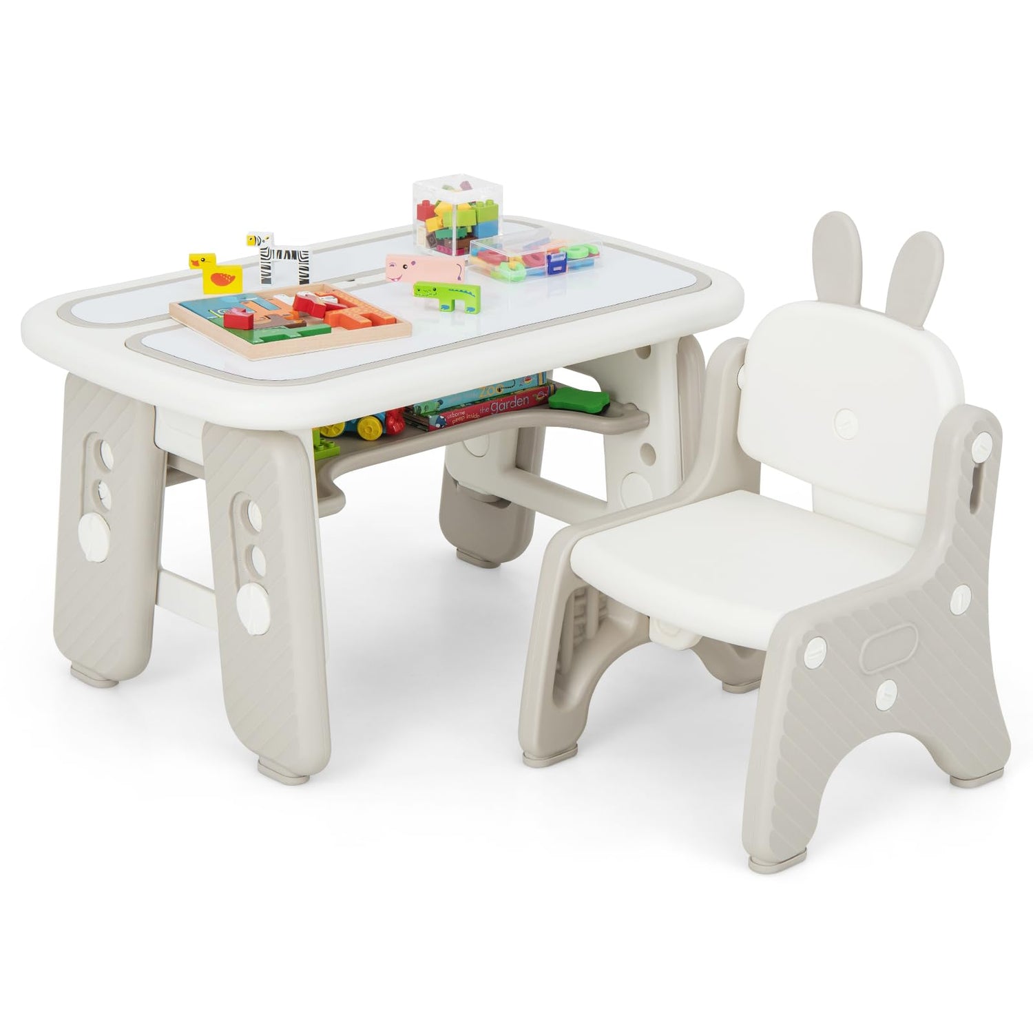 GYMAX Kids Table and Chair Set, Children Activity Table with Chair
