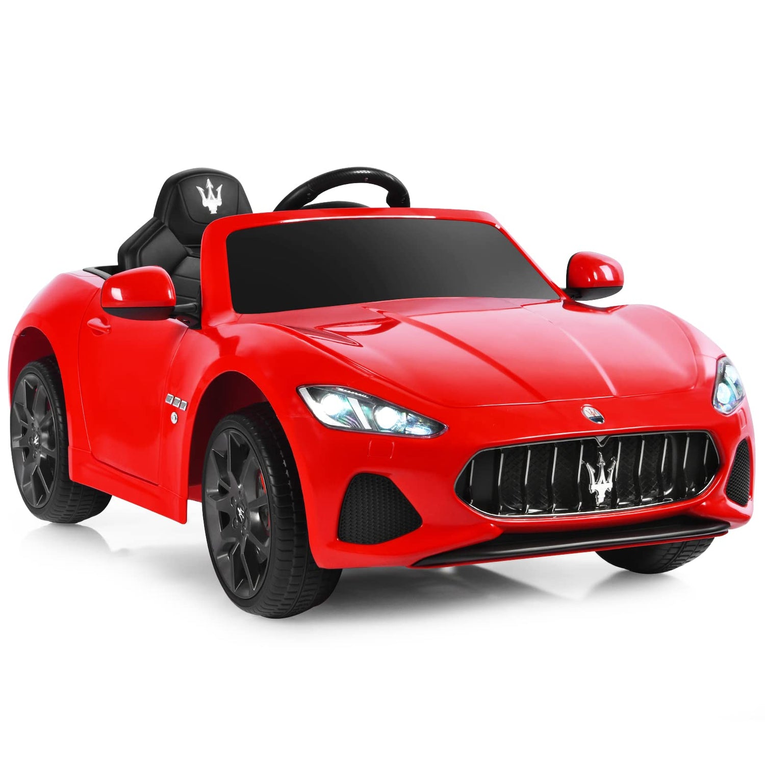 GYMAX Kids Ride on Car, 12V Battery Powered Licensed Maserati Toy Car with Remote Control(Red)