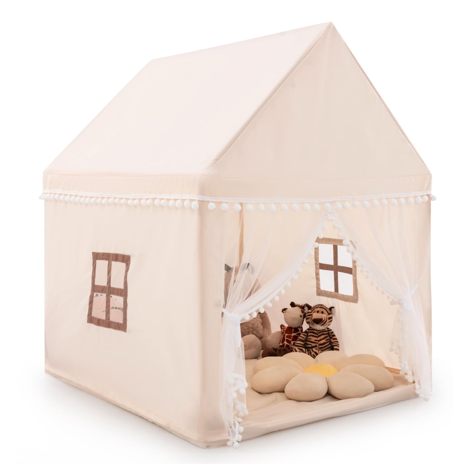 Children's Wooden Frame Playhouse Tent with Mat