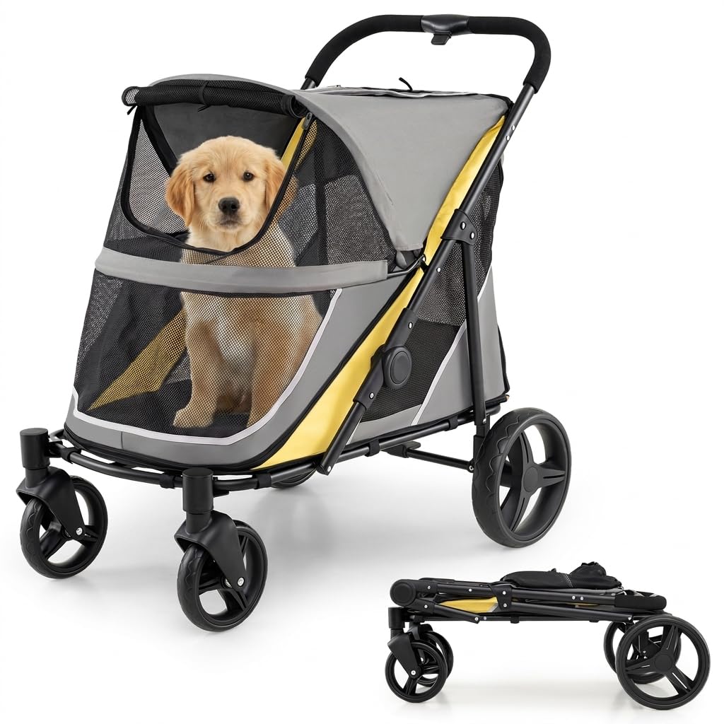 Foldable Pet Stroller, Dog Pram Buggy Pet Pushchair