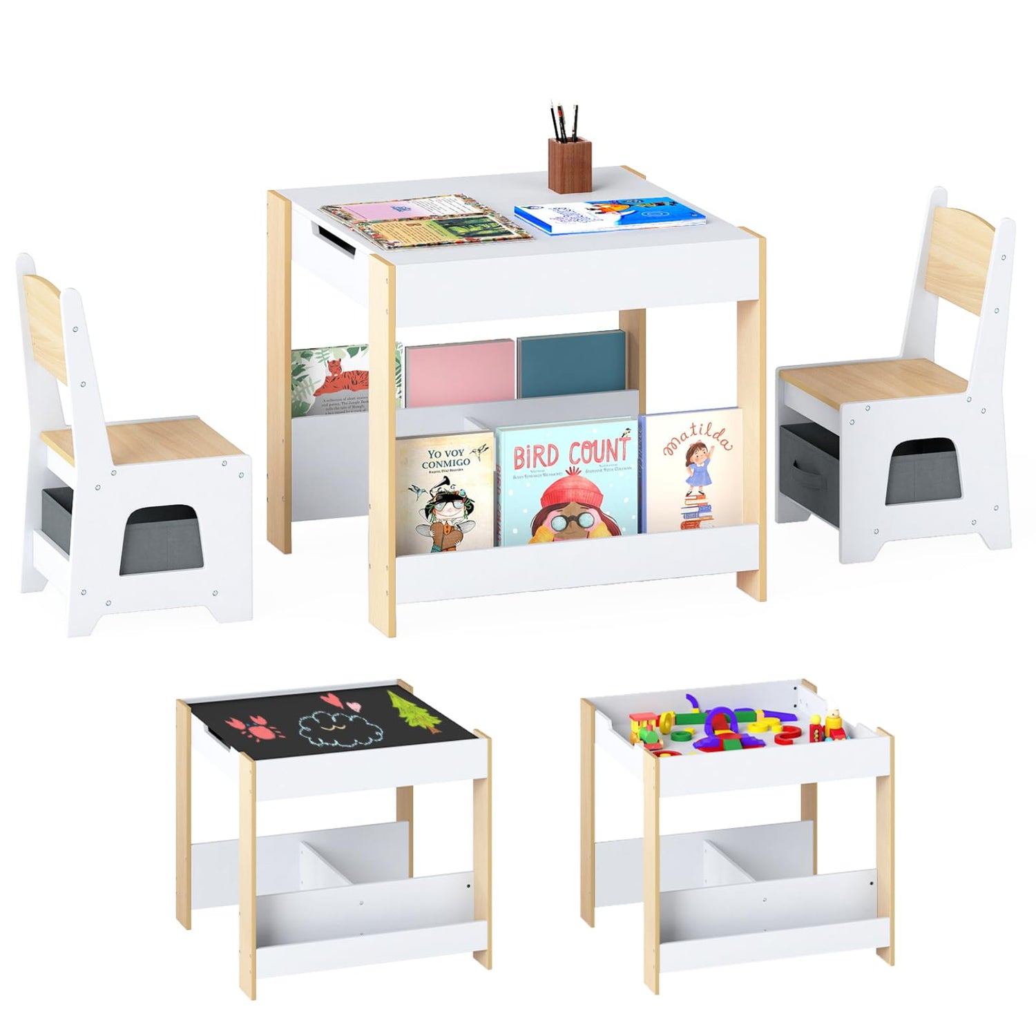 Kids Table and Chairs Set Toddler Wooden Activity Desk