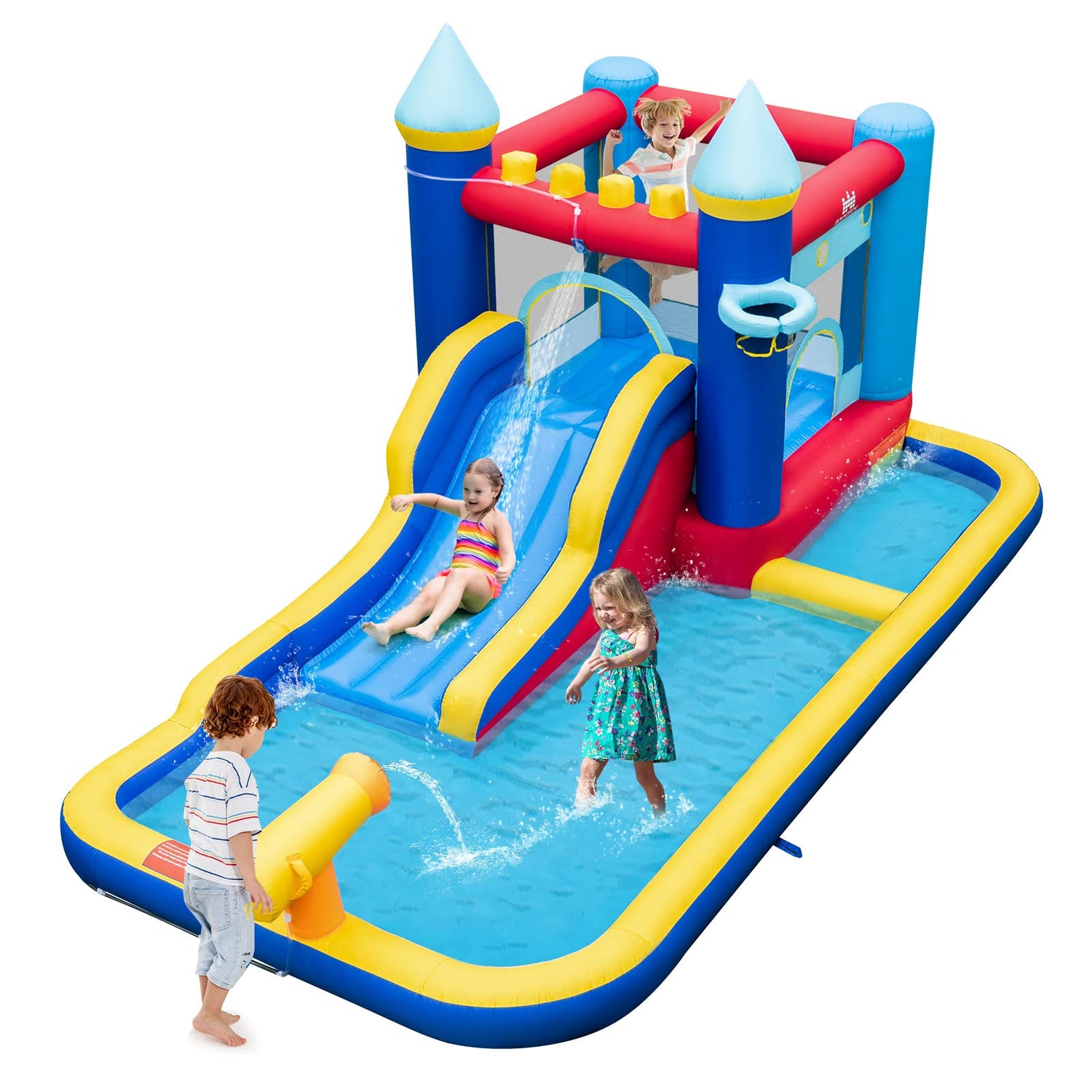 GYMAX 6 in 1 Inflatable Water Park with Slide