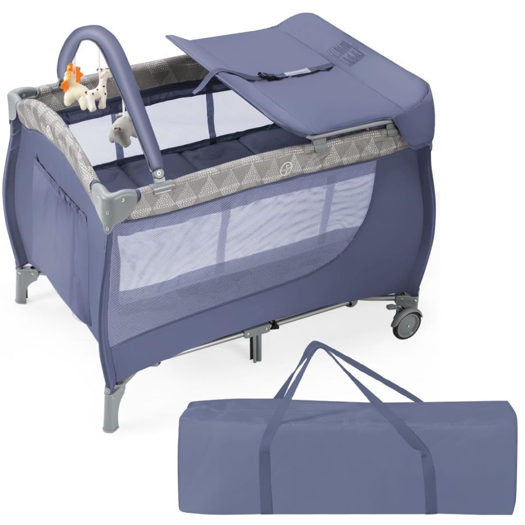 GYMAX 3 in 1 Folding Travel Cot