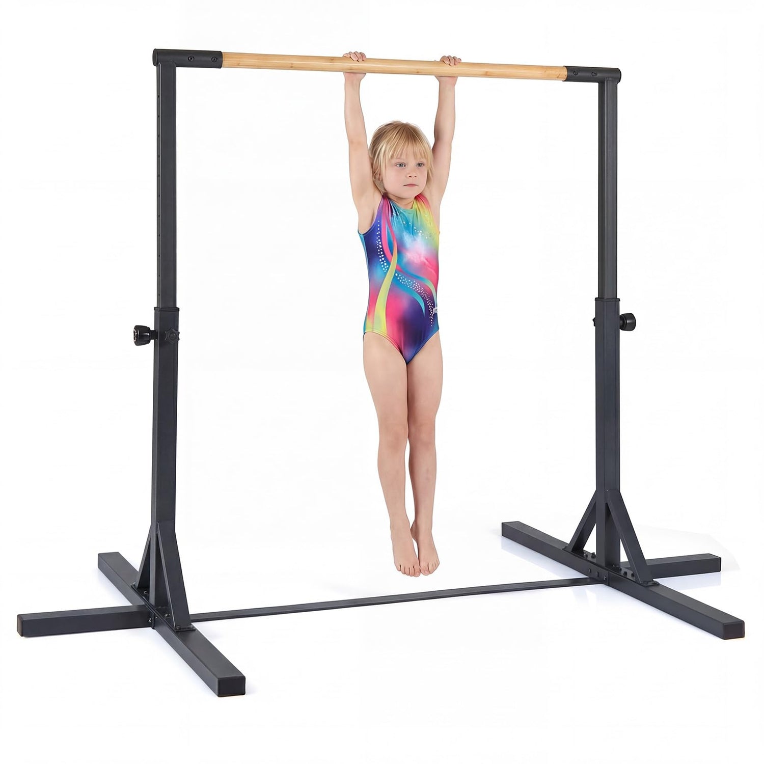 Gymnastics Training Bar, 85-145cm/90-150cm Height Adjustable Horizontal Kip Bars with Non-slip Pads