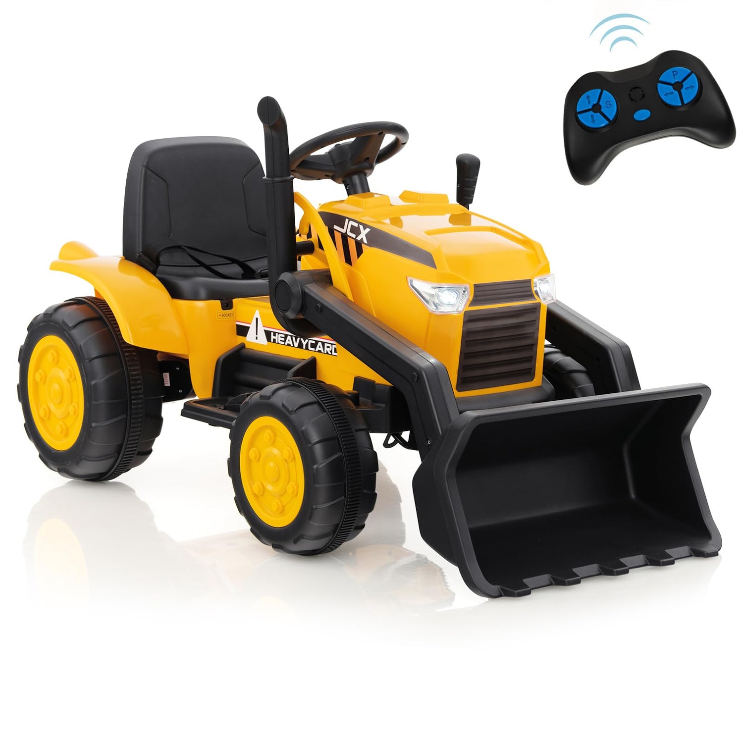 GYMAX Kids Electric Ride on Excavator, 12V Battery Powered Toy Car