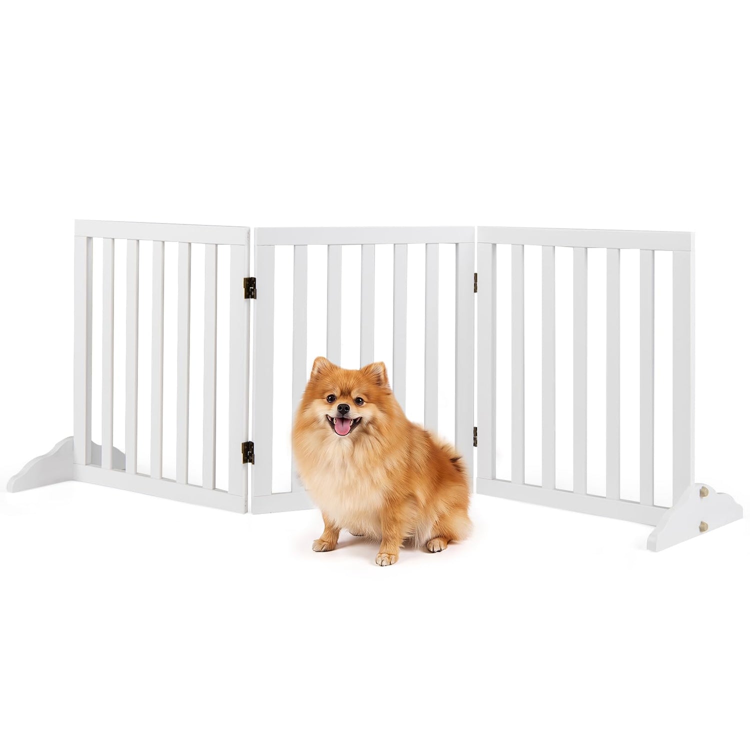 Folding Pet Fence with 360° Rotating Hinges & Wide Slats