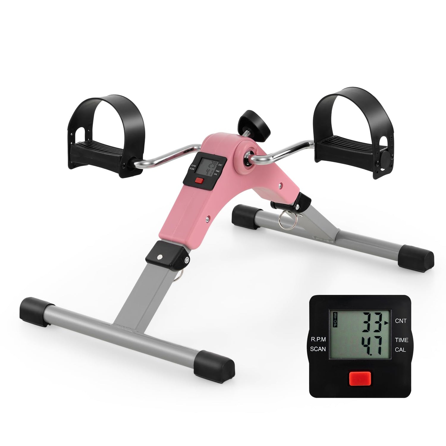 Under Desk Exercise Bike Pedal Exerciser with LCD Display for Legs and Arms Workout