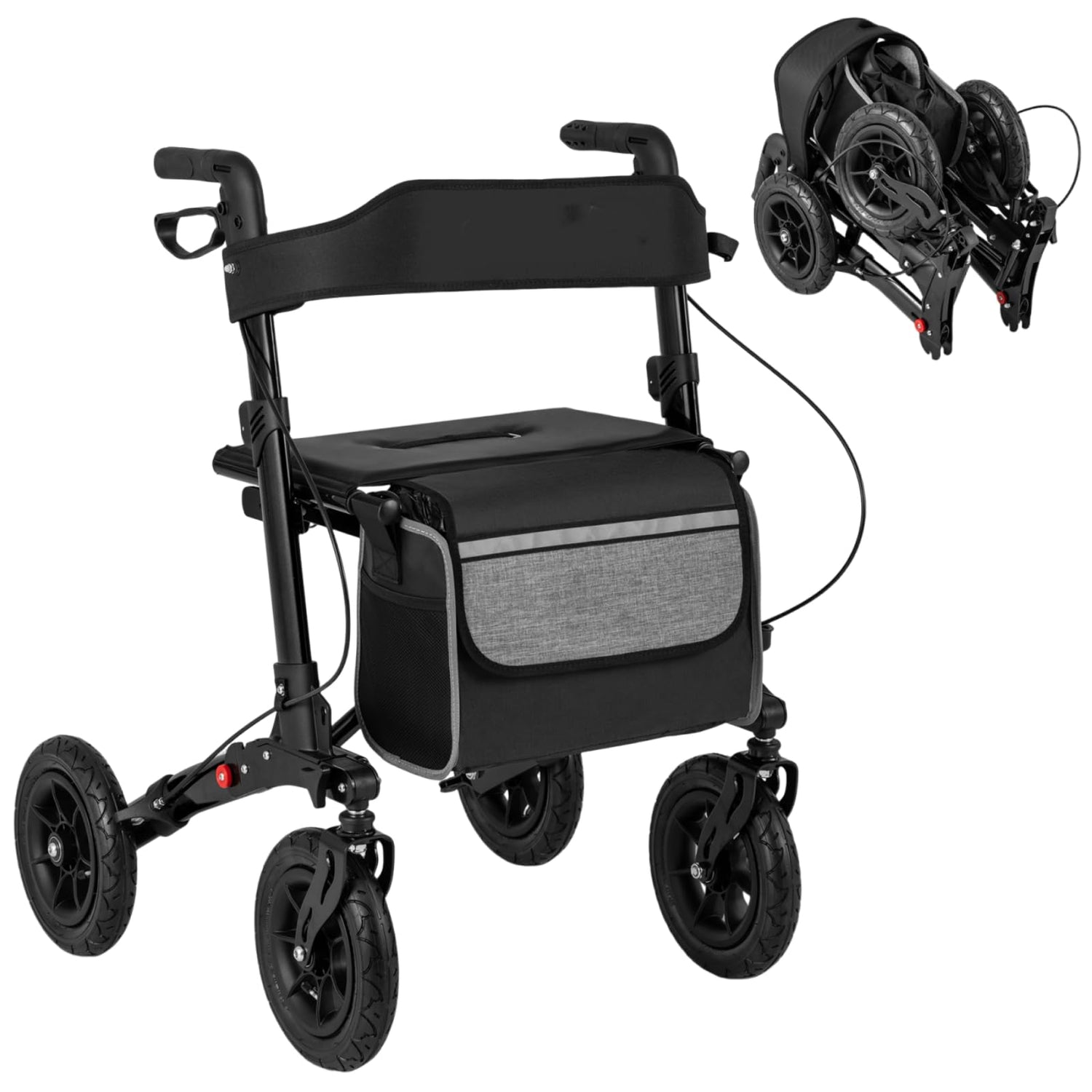 Walker for Seniors with Seat Folding Rollator Walker with Pneumatic Tires