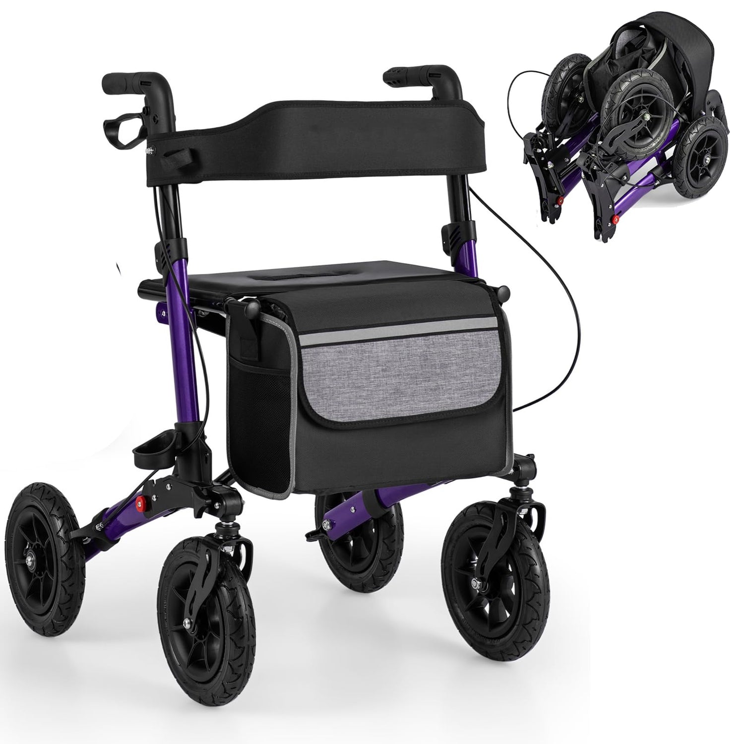 Walker for Seniors with Seat Folding Rollator Walker with Pneumatic Tires