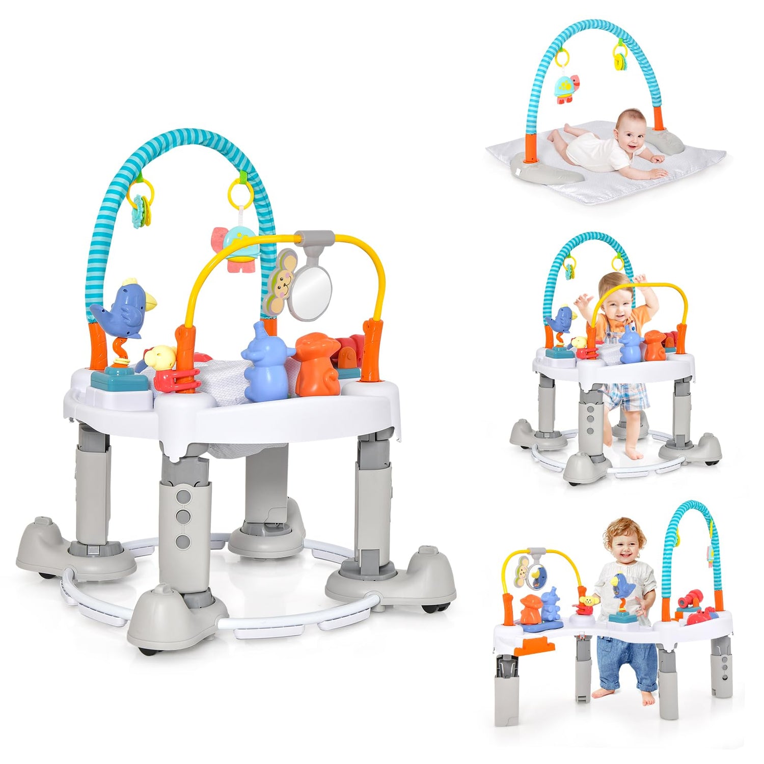GYMAX Baby Activity Centre, Folding 4-in-1 Toddler Convertible Play Center with Baby Walker