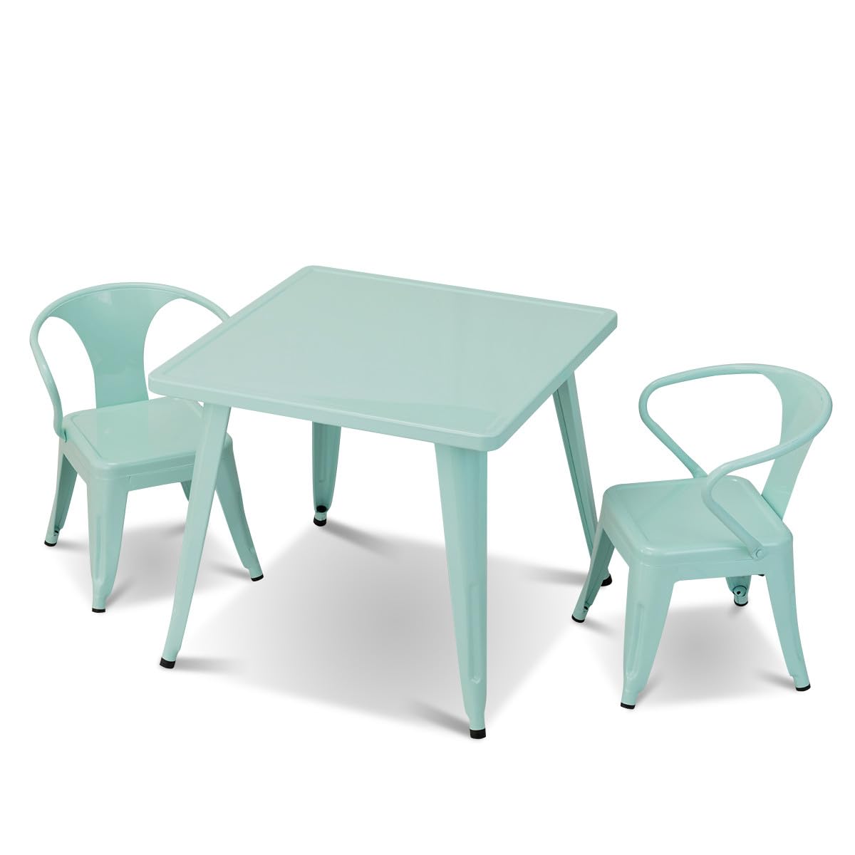 GYMAX Kids Table and Chairs Set, Children Activity Table with 2 Stackable Chairs & Anti-slip Foot Pads