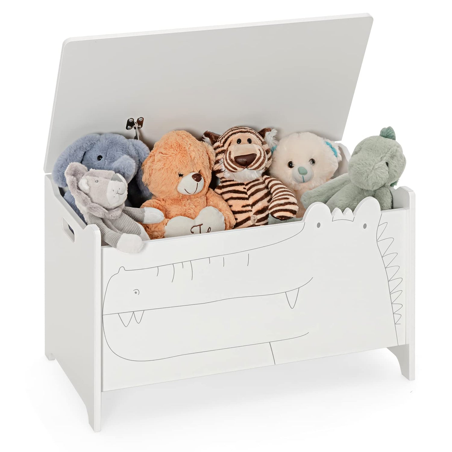 GYMAX Wooden Toy Box, Kids Storage Chest with Lid