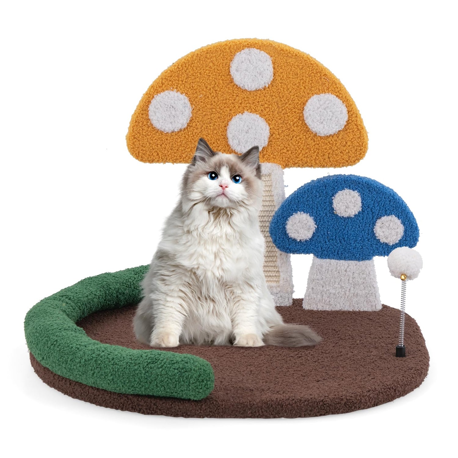 GYMAX Mushroom Cat Bed, Multifunctional Cat Tree House Kitten Bed