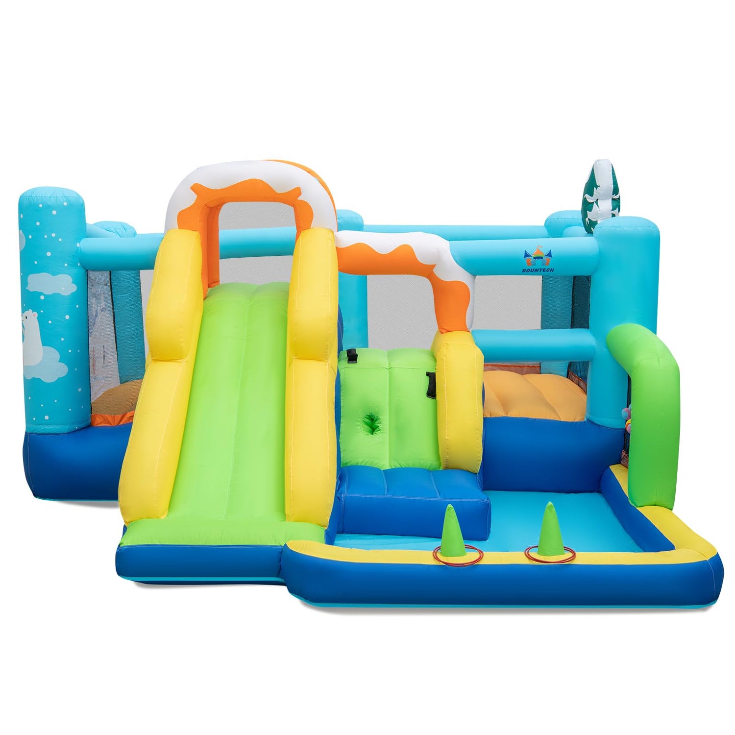 GYMAX 7 in 1 Kids Bouncy House with Climbing Wall