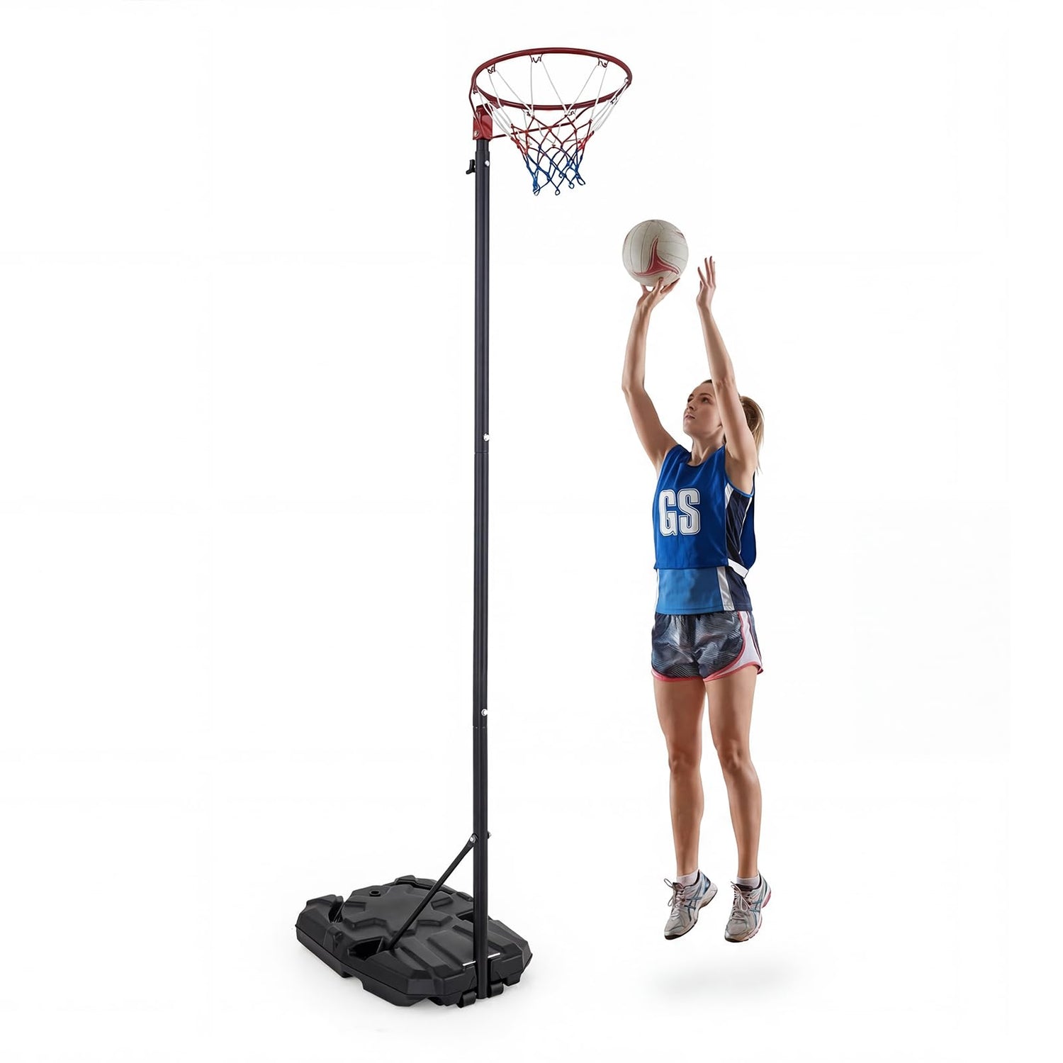 Portable Netball Post, 170-305 cm Height Adjustable Netball Post and Hoop