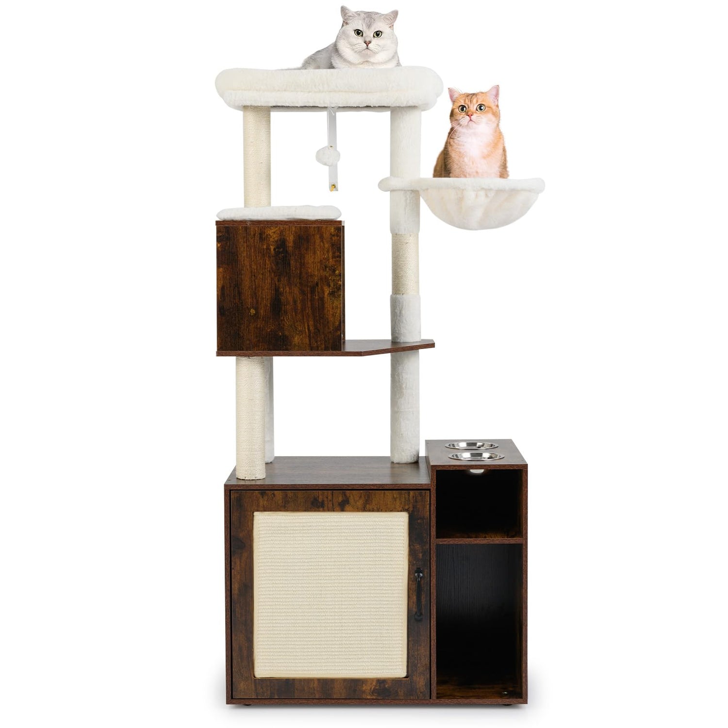Cat Litter Box Enclosure with Sisal Scratching Post and Mat