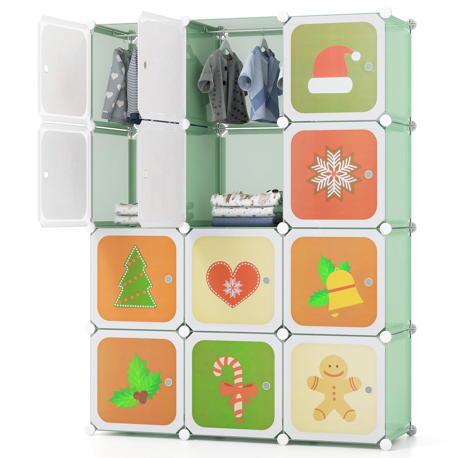 GYMAX Portable Kids Wardrobe with Hanging Section