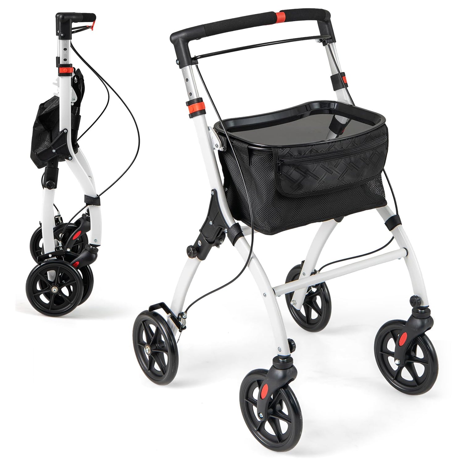 GYMAX Folding Rollator Walker for Elderly