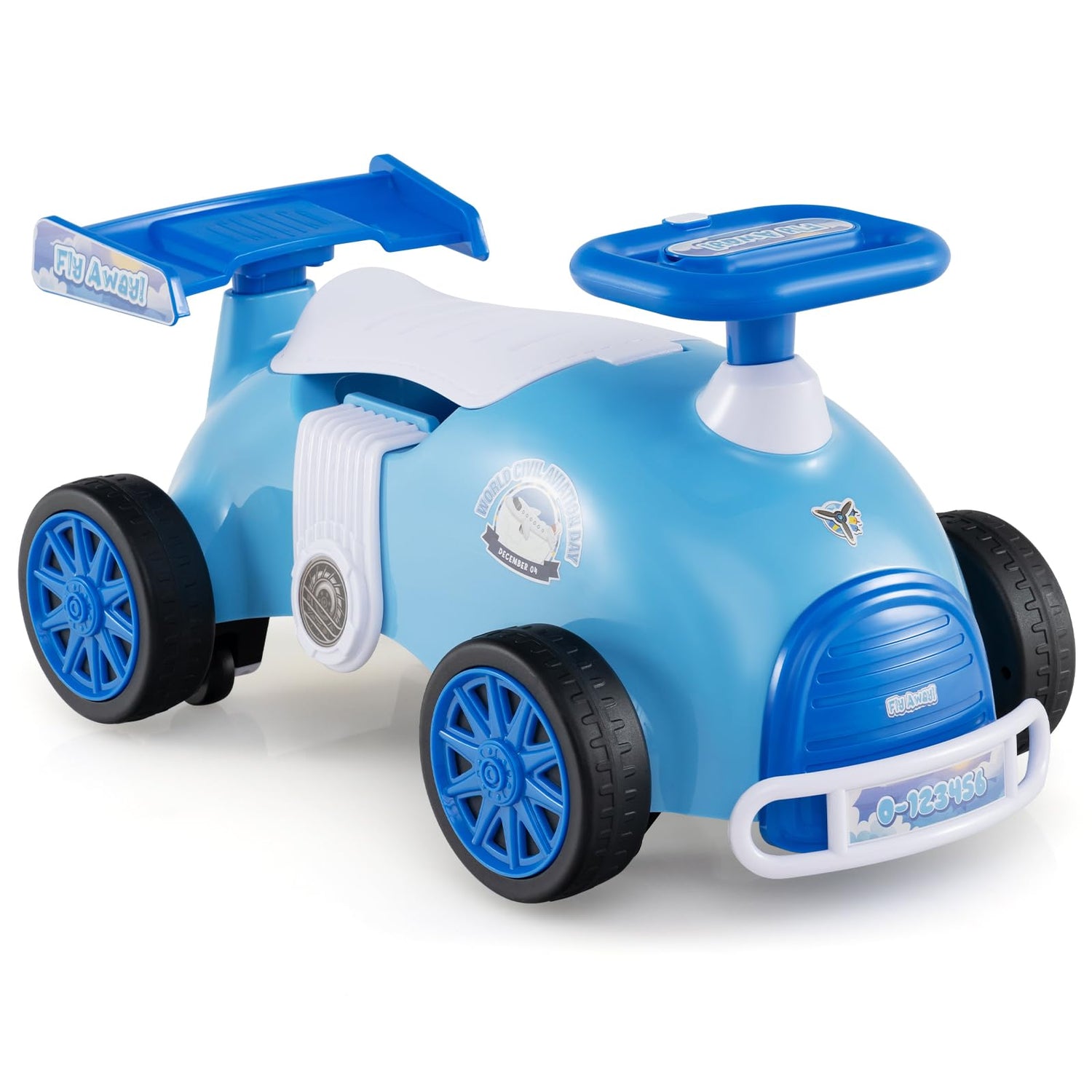Kids Ride On Car Sliding Toy with Music and Cool Rear Wings