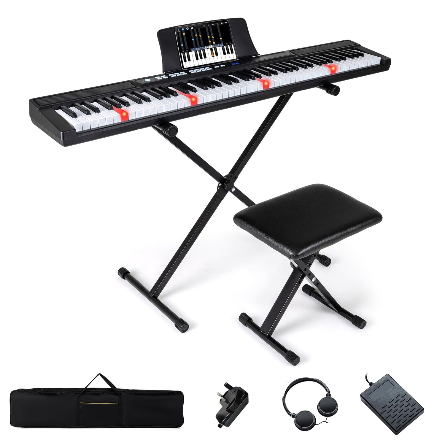 88 Key Digital Piano Keyboard, Full Size Electric Piano with Adjustable Stand & Stool